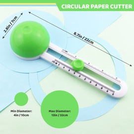 YETOOME Circular Paper Cutter, Rotary Circle Cutter Cut Paper Trimmer Scrapbooking Tool with 3 Replaceable Blades for Art and DIY Crafts, Cards Making (Green)