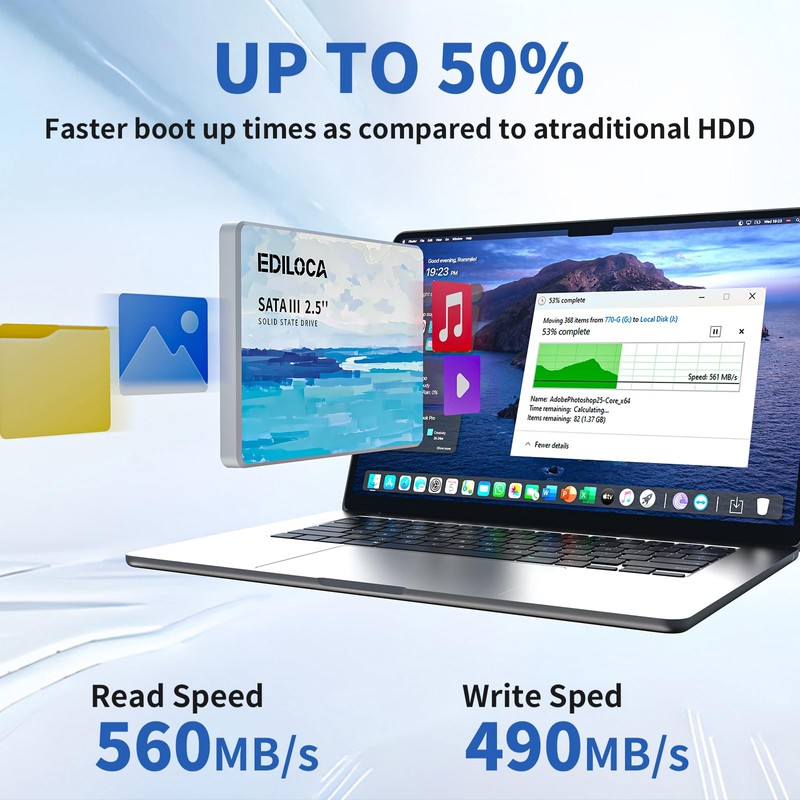 Ediloca 480GB SSD Internal Solid State Drive, 2.5" SATA III