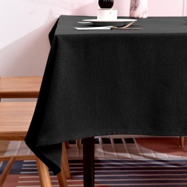 BALCONY & FALCON Washable Linen Rectangular Tablecloth Waterproof Oil-Proof Crease-Proof and Dust-Proof Tablecloth Used for Gatherings Restaurants Kitchens Banquets (Black, 55 x 71 inch)