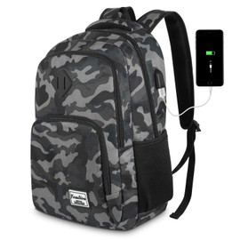 YAMTION 15.6 Inch Laptop Backpack for Men and Women with USB Charging Port for Business University 35L (15.6 Inches, B6-Camouflage Black)