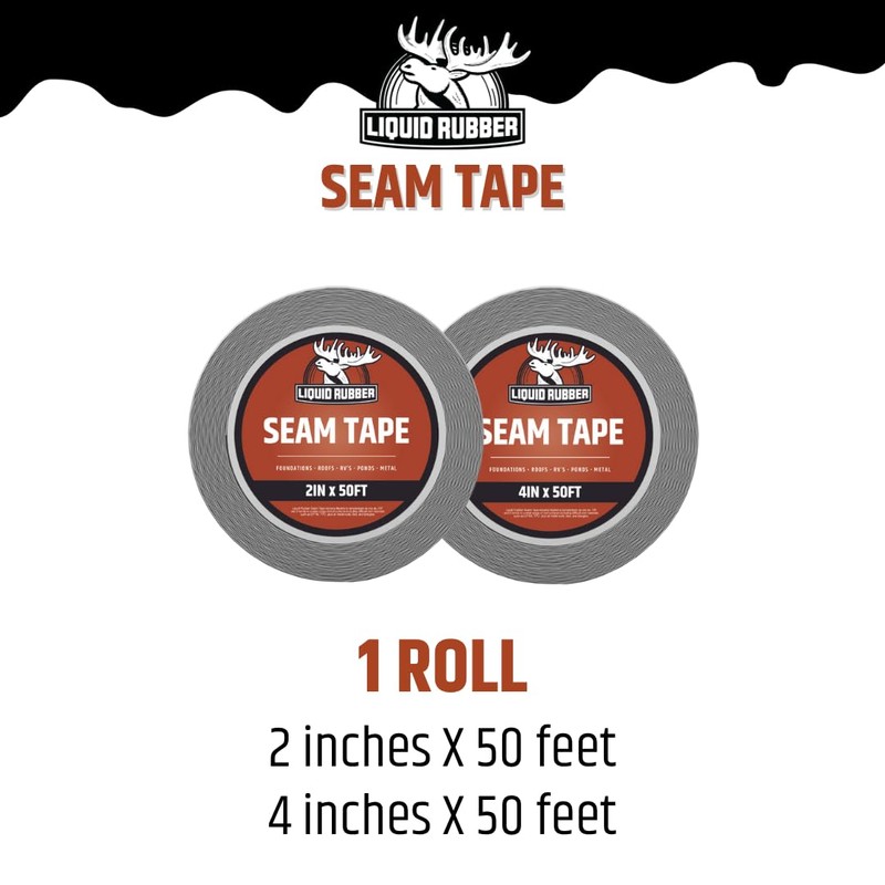 Liquid Rubber Waterproof Seam Tape, Multi-Surface Butyl Tape, 4 in