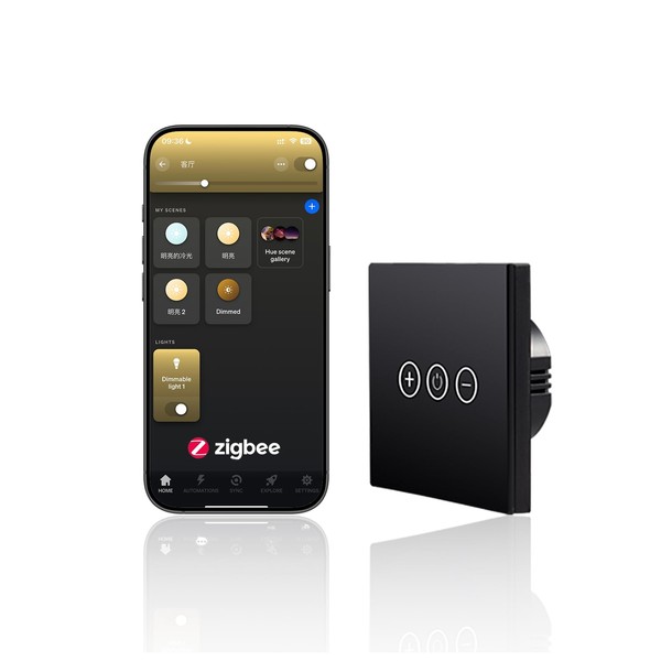 Bilisty Zigbee Dimmer touch panel switch|No Neutral Wire |Smart Remote
