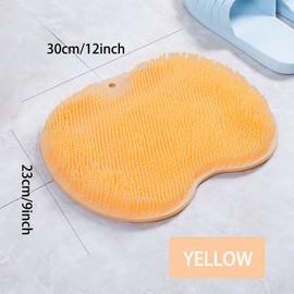 fghuim Silicone Foot & Body Scrubber with Non-Slip Suction Cups for Shower Hand-Free,Flat Wall Mounted Back Scrubber for Shower,Massage & Exfoliating Silicone Shower Scrubber (Yellow)
