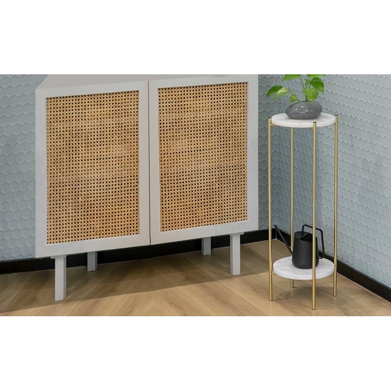 ALPOME Gold Plant Stand Indoor Tall - 2 Tier White