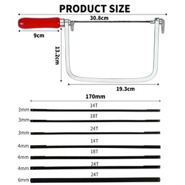NCCHDZSW Fretsaw with 7 Fretsaw Blades, Adjustable Fretsaw for Wood, Scroll Saw, 360 Degree Rotatable, Assorted Saw Blades, Hacksaw for Metal and Wood, Precise Cuts