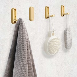 Foldable Wall Hook, 2Pcs Folding Coat Hooks, Heavy Duty Zinc Alloy Folding Hooks Wall Mounted for Hanging Coat Towels Clothes Hat Bags Keys (Gold, 2 Hooks)