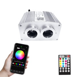 FIREWORK Bluetooth APP 16W Twinkle Dual Port Fiber Optic Light Engine, Remote Control for Starlight Headliner (Not Including Fiber Optic Cable)
