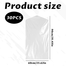 30Pcs Plastic Clothes Covers Garment Bags for Hanging Clothes,35.4x 23.6inch Suit Cover,Sheer Dry Cleaning Bags Dust-proof Clothes Covers for Skirt Coat Suit Jacket (30)