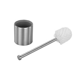 axentia Stainless Steel Toilet Brush & Holder - Matte Brushed Stainless Steel - Set with Toilet Brush, Toilet Brush Holder & Replacement Brush - Toilet Set Designed to Stand, No Drilling Required