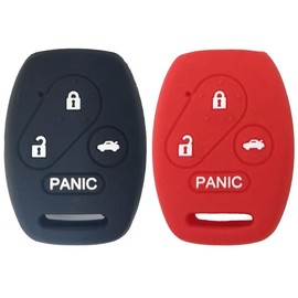 XUHANG 2Pcs Sillicone Key fob Skin Key Cover Keyless Entry Remote Case Protector Shell Compatible with Honda Accord Civic CRV EX SE Element Pilot 4 Button Smart Remote Black red