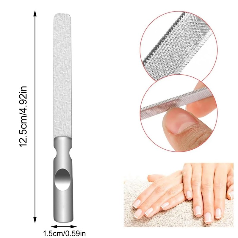 Edelstahl Nagelfeile, Hochwertige Nagelfeile, Saphirnagelfeile Fein/Grob, für Maniküre und Pediküre