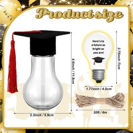 Simgoing 12 Sets Graduation Cap Candy Jars Bulk 2025 Graduation Party Favors Plastic Light Bulbs Gift Boxes for Class College Middle High School Souvenir Supplies