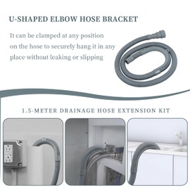 Washing Machine Drain Hose 5 FT, Flexible Dishwasher Drain Hose Extension Kit, Universal Washer Drain Hose, Corrugated Washer Hose w/ 1 Adapter 4 Hose Clamps 1 U-Bend Hose Holder