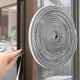 RAINFLOW Weather Stripping Door Seal-16.4Ft Weather Stripping,Self-Adhesive Pile Weather Stripping Seal for Windows and Door Frames,Grey.0.35" Wide x 0.35" Thick