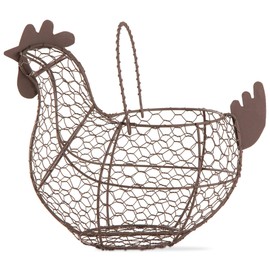 Tag 11.5 inch Farmhouse Rustic Vintage Chicken Wire Egg Basket With Handle For Egg Holder Fruit And Kitchen Living Room Home Rooster Decor Decoration Collecting And Countertop Storing Eggs Brown