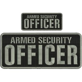 SMLTH Quality Grey Embroidery Patch 4x10 & 2x5 Hook - Armed Security Officer