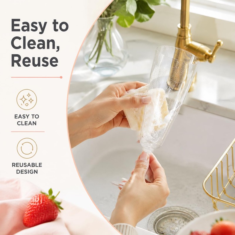 30 Pcs Reusable Plastic Champagne Flutes, 150ml / 5oz, Clear