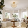 WUZUPS Crystal Chandelier Semi-Flushmount Ceiling Light Modern Lighting Fixture for