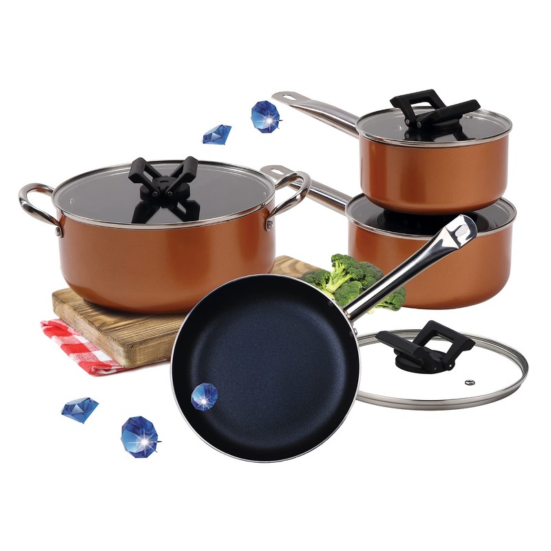 Gourmet Edge Stackable Stainless Steel Nonstick Cookware Set, Pots W/