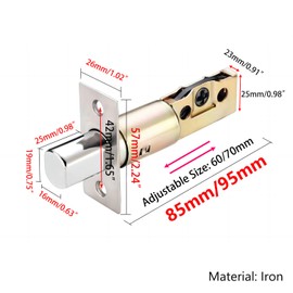 QRITY Tubular Mortice Latch, Adjustable Size 60/70mm, Fits Door Thickness 38-50mm, Modern, Keyless, Interior Door Privacy Lock