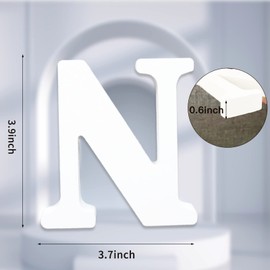 AOCEAN 4 Inch White Wood Letters Unfinished Wood Letters for Wall Decor Decorative Standing Letters Slices Sign Board Decoration for Craft Home Party Projects (N)