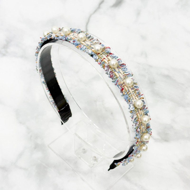 Burnaby pastel pearl tweed hair band / 버나비 파스텔 진주