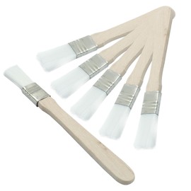 Hitefu 0.6 Inch Width Flat Paint Brushes, White Nylon Bristle with Wood Handle, Painting Tool for Oil Canvas Watercolor Gesso Wall Door Cabinets Furniture Fences (6 Packs)