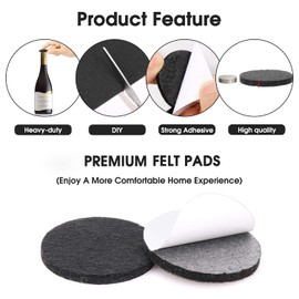 Yelanon Felt Furniture Pads - 216 Pcs Furniture Pads Hardwoods Floors Self Adhesive, Cuttable Felt Chair Pads, Anti Scratch Floor Protectors for Furniture Feet Chair Legs, Furniture Felt Pads, Black