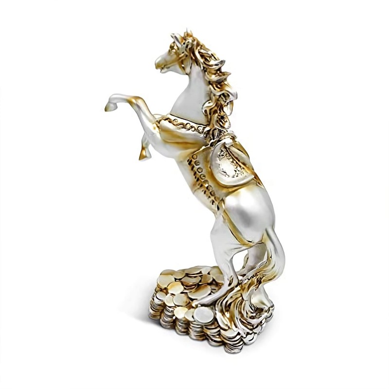 DreamsEden Rearing Horse Statue Sculpture Standing on Coins, 12.5" H
