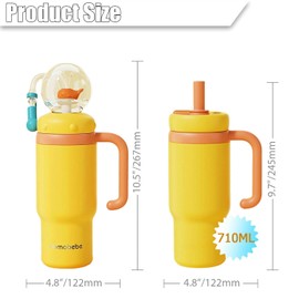 HBSAPKKA 24oz Whale Fountain Tumbler Water Bottle | Leakproof Sippy Cups for Adults and Kids | Stainless Steel Insulated Cup with Weighted Straw & 2 Lids