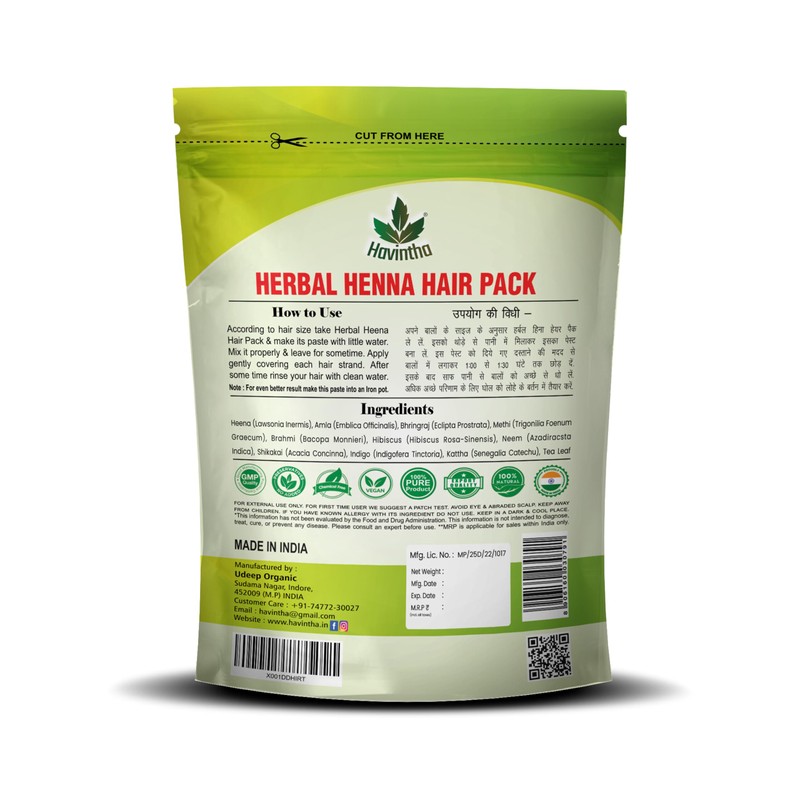 Havintha Natural Herbal Henna Hair Pack 11 Herbs Mix Mehandi