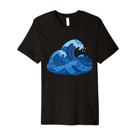 Quilted Ocean Wave Blue Patchwork Fabric Design Premium T-Shirt