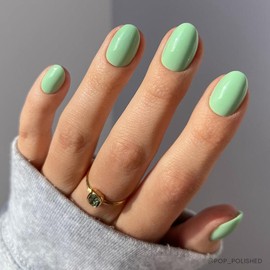 Glamnetic Short Oval Press On Nail Collection - Nail Glue & Remover:_Mint Green