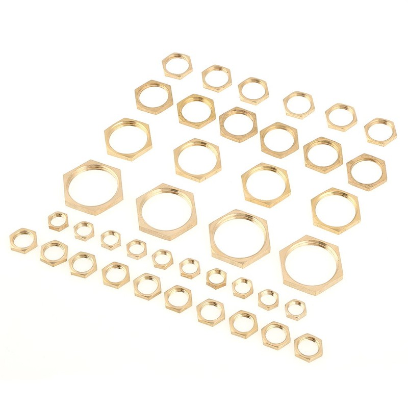 40pcs Brass Hex Lock Nuts G1/8 G1/4 G3/8 G1/2 G3/4