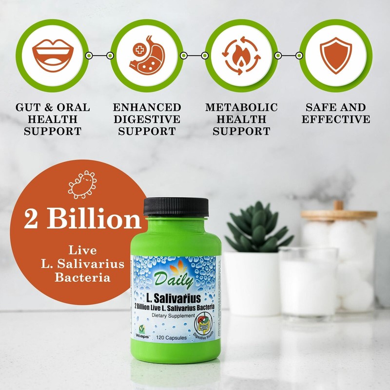 Daily's L Salivarius Probiotic Supplement 120 Capsules Vegan Gluten Free