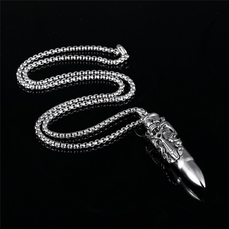 PAURO Men's Stainless Steel Bullet with Sword Double Dragon Openable