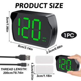 Digital GPS Speedometer Car MPH/KMH HUD, Heads up display, Real-Time Speedometer Car Suitable for Truck, SUV, Motorcycle, USB Plug & Play, LED Large Font - Clear & Accurate