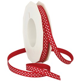 Morex Ribbon Swiss Dot Polyester Grosgrain Ribbon, 3/8-Inch by 20-Yard Spool, Red