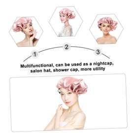 Minkissy 3pcs Adjustable Double-layer Hair Bonnet Shower Cap for Women Elastic Hair Protection for and Conditioning Black Gold Grey