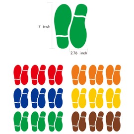 CAOCAOOO 6 Colors 18 Pairs 36 Prints Footprints Floor Decals 7″ Shoe Stickers Colorful FEET Floor Sign Party Decor