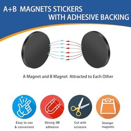 Cinta magnética flexible A+B – Calcomanías redondas con parte trasera adhesiva, puntos adhesivos con adhesivos fáciles de despegar y pegar en calcoman