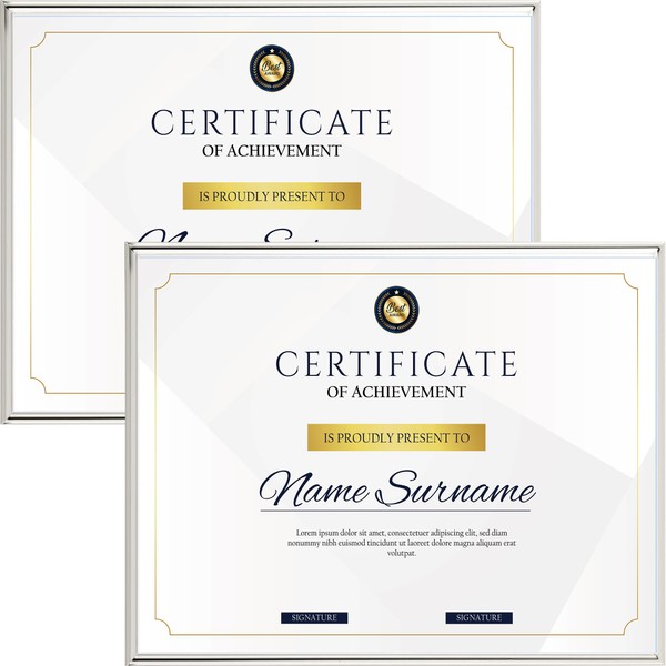 YiPinYin 8.5x11'' Silver Metal Certificate Picture Frame with Mat for