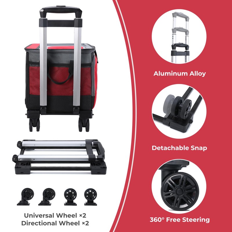 50-Can Large Rolling Cooler, Leakproof Insulated Cooler with Wheels and