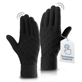 CUQOO Diamond Black Thermal Gloves – Soft, Windproof, Durable Winter Gloves – Touch Screen-Enabled for Cold Weather, Ideal for Running, Cycling, Hiking, and All Winter Sports