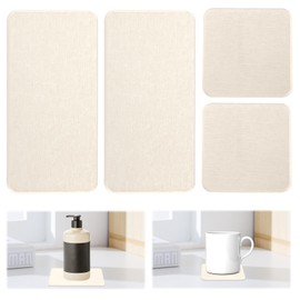 4 Stück Wasserabsorbierende Kieselgur Untersetzer Wasserabsorbierender Stein für Spüle Stein Abtropfmatte Seifenspender Platte Kieselgur Badezimmertablett Untersetzer Stein für Küche Badezimmer