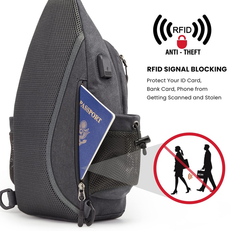 G4Free Sling Chest Bag Shoulder Backpack Crossbody Waterproof Canvas Daypack