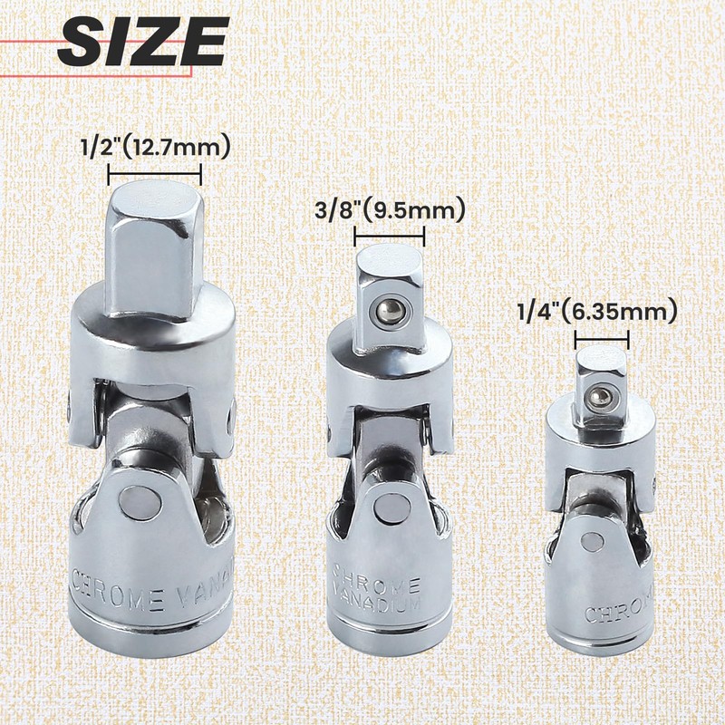 LEONTOOL Universal Joint Universal Sleeve Insertion Angle 1/4" 3/8" 1/2"
