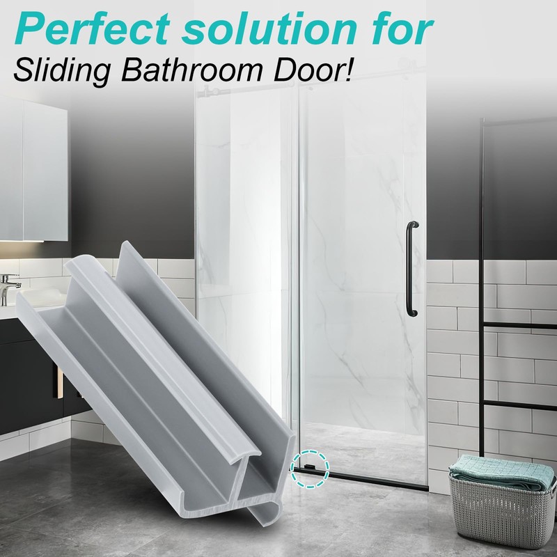 Gray Sliding Shower Door Bottom Guide - 1-3/8" Wide x