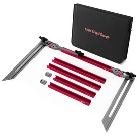 Stair Tread Template Tool - Upgrade Stair Tread Gauge - Accurate Stair Tread Measuring Tool Jig for Risers, Shelf and Cutting Drywall - 17.9 to 50.9 inches - Shelf Scribe Tool(Red-Gray)