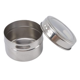 4Pack Magnetic Spice Jars, Stainless Steel Containers with Clear Sift and Pour Lids for Home and Restaurant Seasoning Storage